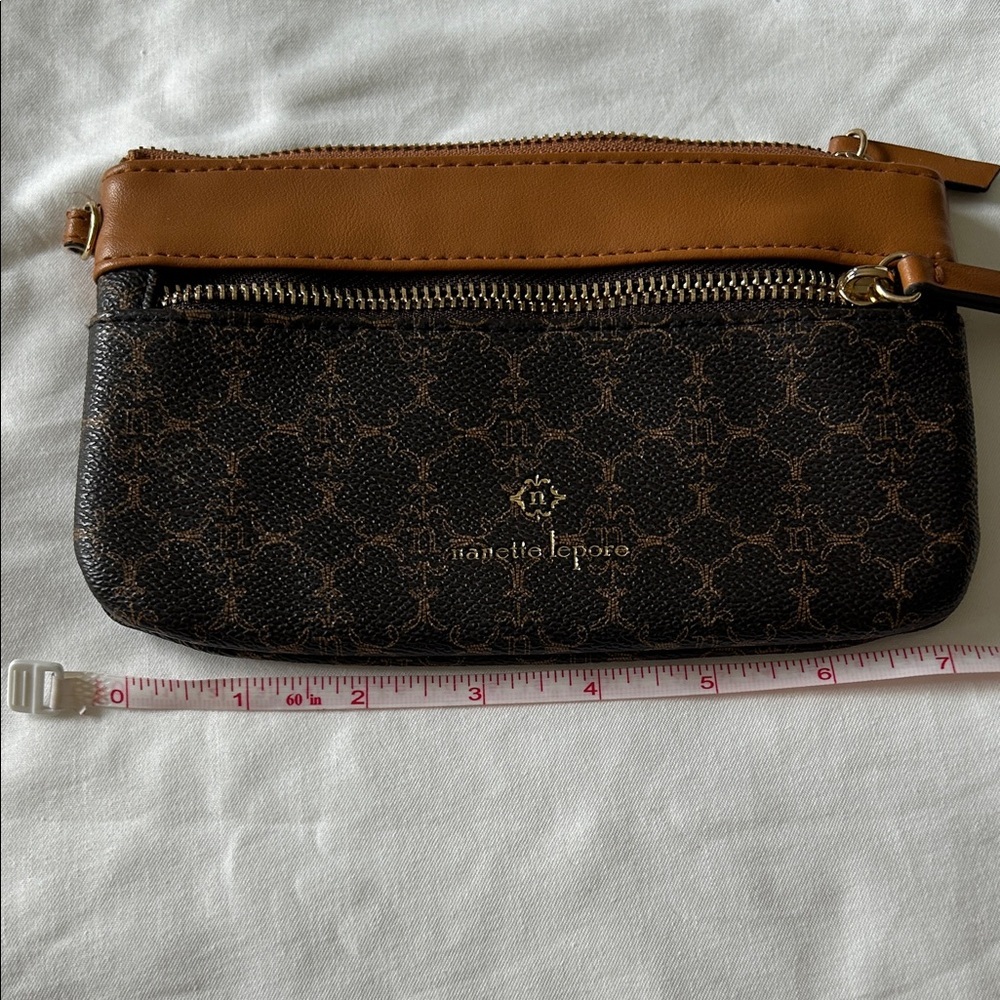 Nanette Lepore Black and Brown Patterned Wristlet